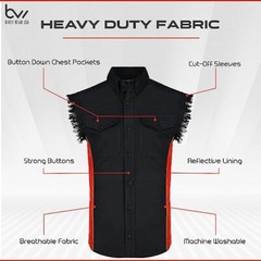 MEN’S SLEEVELESS DENIM SHIRTS – 2-TONE – WITH VERTICAL REFLECTIVE SAFETY LINING
