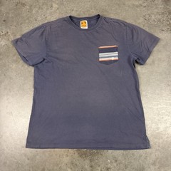 Hang Ten T Shirt Mens Large Blue Sun Fade Pocket Beach Surf Preowned