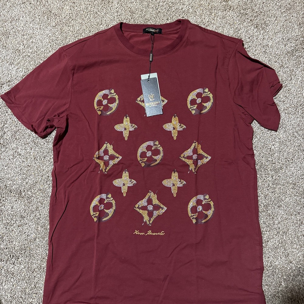 Men Shirt Moreno Style Italian Style Size L Cotton Color Burgandy