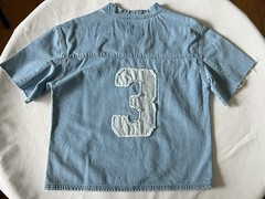 boohooMAN Blue Denim V-Neck Short Sleeve T-Shirt Regular Fit Size S Logo