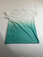Hollister Must-Have Collection T-Shirt Small S White Teal Ombre Dip Dye Cotton
