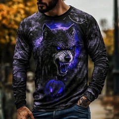3D Printed Skull Print Men’s T-shirt Autumn Casual Long Sleeved Round Neck…