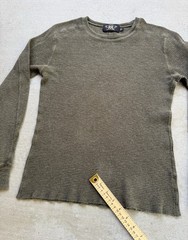 RRL Ralph Lauren Shirt Mens Medium Olive Green Waffle Knit Thermal Long Sleeve
