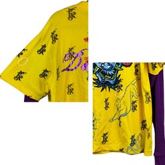 Request T-Shirt Mens Vibrant Yellow Crew Layered Demon Eyes XL Y2K Retro