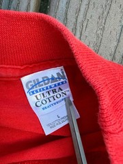 Gildan Ultra Cotton Red Long Sleeve T-Shirt with Eagle Neck Embroidery