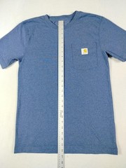 Carhartt Shirt Mens Small Blue Relaxed Fit Pocket Logo Workwear Tee Crewneck