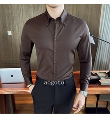 French Men’s White Shirt Long Sleeved Spring Business Casual Formal Party Shirts