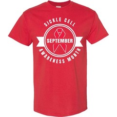 Inktastic Sickle Cell Awareness Month September With Red Ribbon T-Shirt Badge