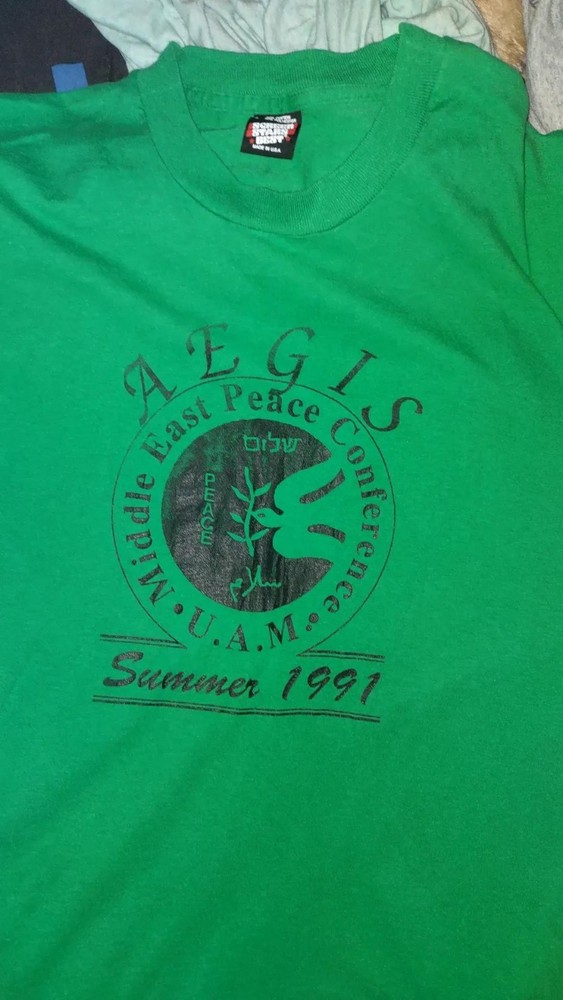 VTG Peace In The Middle East 1991 Single Stitch Tee AEGIS Arkansas Monticello