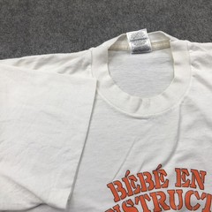 Vintage Bebe En Construction Shirt Mens XL White Fruit Of The Loom Pregnancy