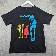 Gorillaz T-Shirt Black Graphic Print Crew Neck Large Band Tee