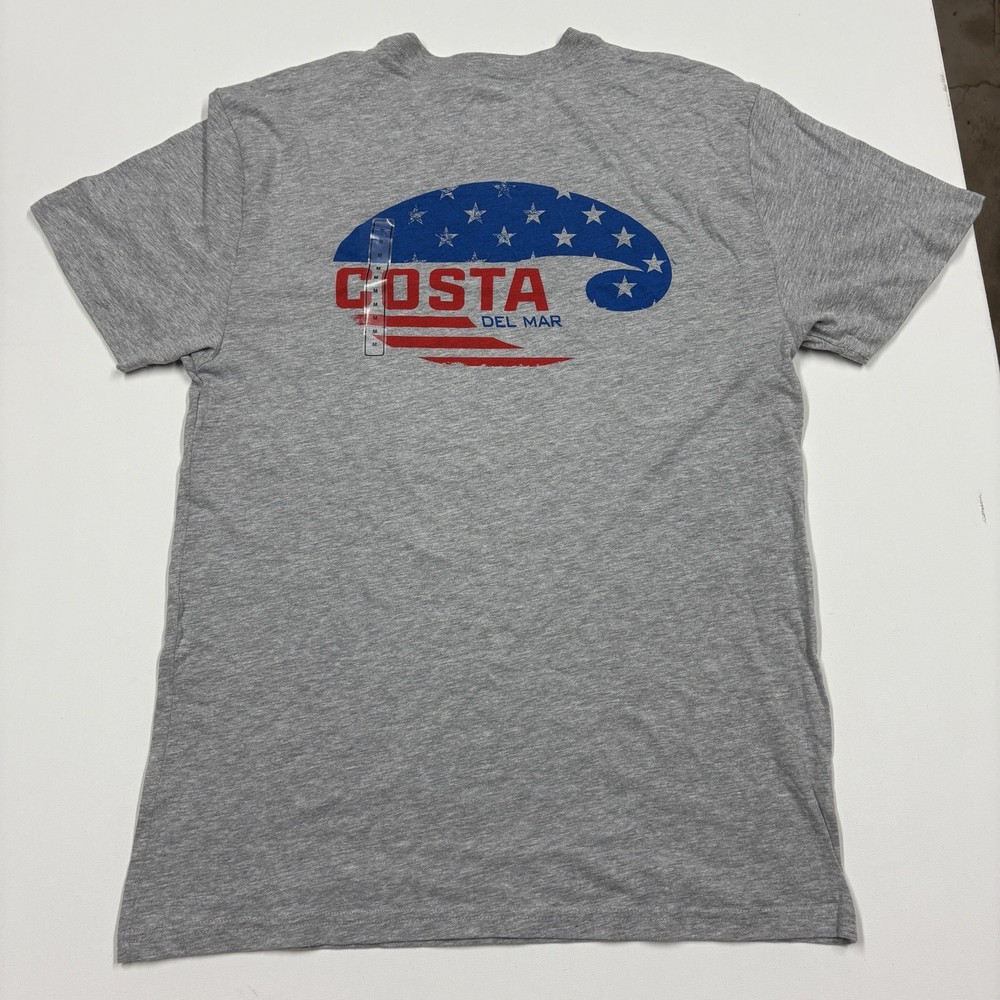 Costa Del Mar Flag Logo Heather Gray Medium T Shirt NEW NO TAG -Costalife
