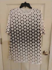 Geometric Triangle Pattern Graphic T-Shirt Mens 3XL White Black Abstract Art Tee