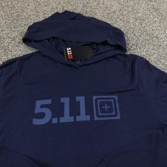 NEW 5.11 Tactical Shirt Mens L Blue Hooded Long Sleeve Hoodie Graphic Logo Tee