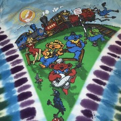 Grateful Dead Shirt Mens Large Tie Dye Casey Jones Train Liquid Blue 2011