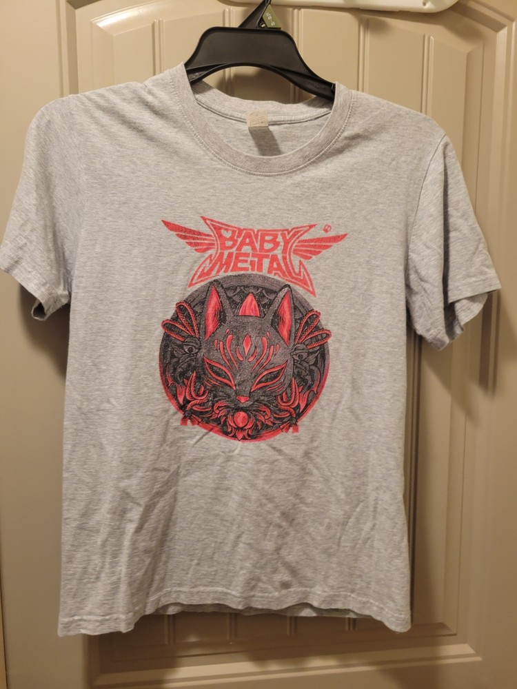 Babymetal Band Kitsune Cat Mask Shirt Adult Size Small S Gray / Baby Metal