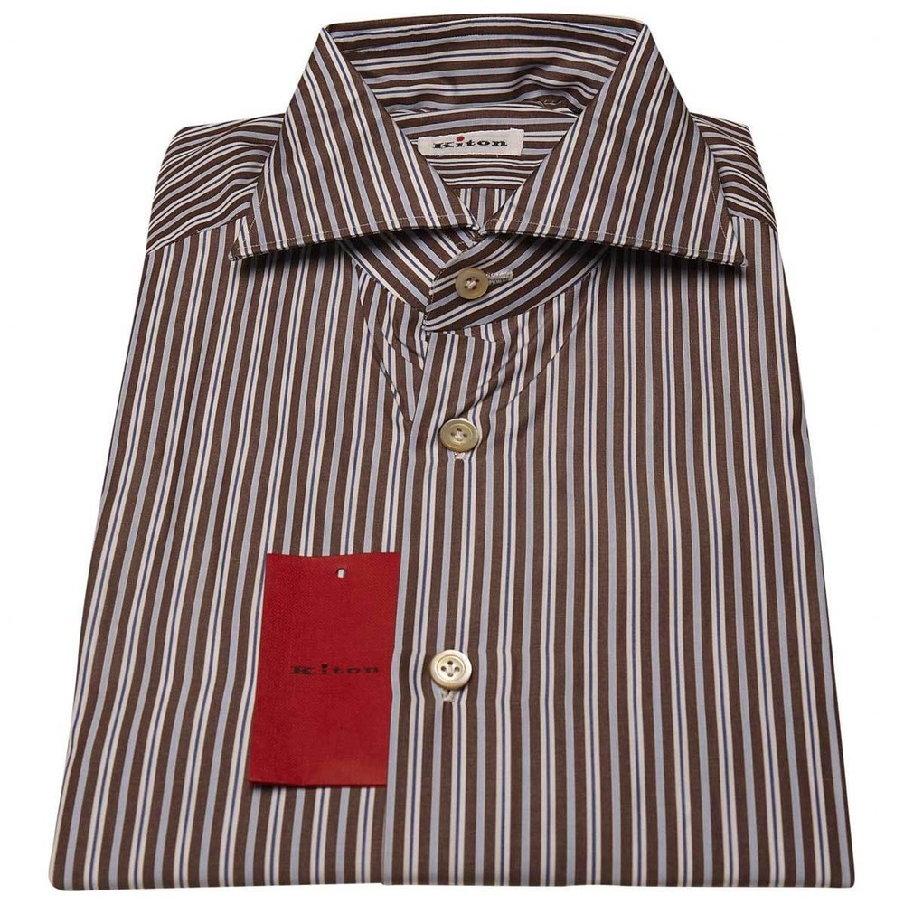 NEW KITON MULTICOLOR COTTON SHIRT US 16 – EU 41 MUL