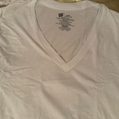 NEW No Packaging Hanes 3 Pack Sweat Block Tee Shirts V-Neck White Size M 38- 40″