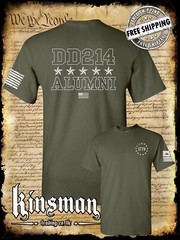 DD214 Alumni Stars USA Flag Military 2-Sided T-Shirt Army Marines Navy Veteran