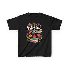 Mens Colorful Christian Teacher Floral Blessing T-Shirt