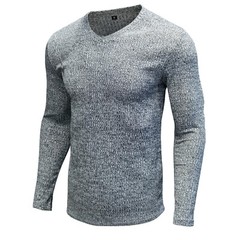 Zonbailon men’s t-shirt solid color quick dry V-neck bottomed shirt long sleeve