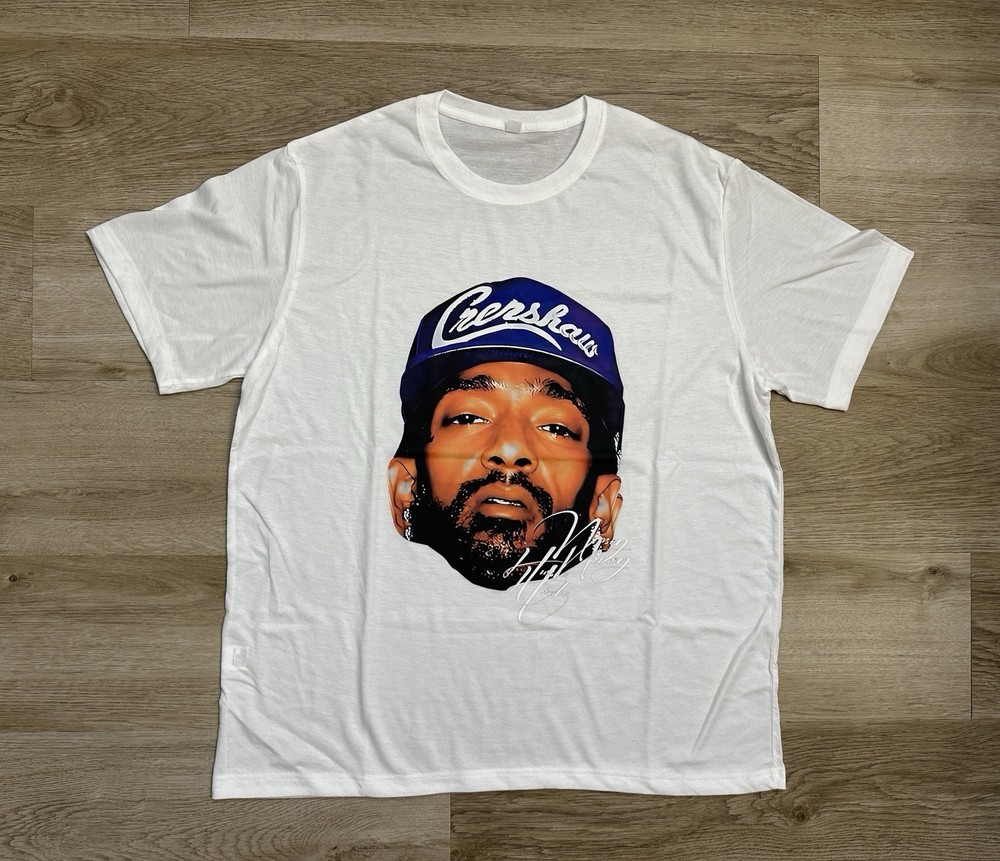 RARE- NEW Men’s L, Unbranded Heat Pressed Nipsey Hussle Face Crenshaw T-Shirt
