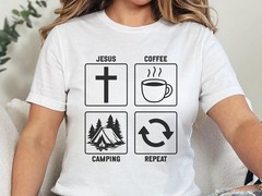 Jesus Coffee Camping Repeat Comfort Tee