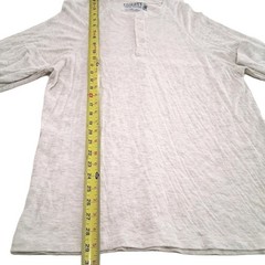 Faherty Henley Shirt Men’s Large Heather Ivory Cloud Cotton Long Sleeve EUC