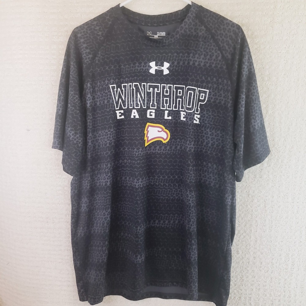 Under Armour Men’s XL Black Geometric Winthrop Eagles Tee New