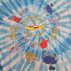Vintage The Beatles Yellow Submarine Liquid Blue Tie Dye Shirt Mens Large Blue