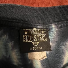 Blue Steel Shirt Mens Medium Black White Tie Dye Vintage Style Graphic USA 90s