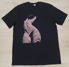Bella+Canvas Mens Graphic T-Shirt Sz XL Black Stripe Abstract Female Figure Crew
