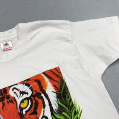 Vintage Eye On Survival Tiger Shirt Mens Medium White Fruit Of The Loom 1990s