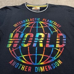 Refinery Republic Globe T Shirt Mens L Reflective Rainbow Graphic