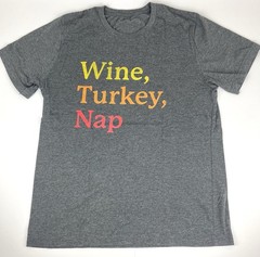 Wine Turkey Nap Thanksgiving Dark Gray T-Shirt Sz. M*