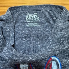 Royce Brand Mens T-Shirt XL Gray Peace Love USA Flag Scallop Hem Longline Grunge