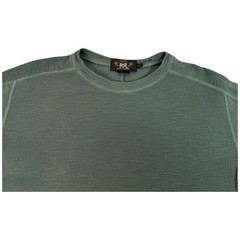 RRL Ralph Lauren Men’s Small Henley Shirt Green Waffle Knit Long Sleeve Thermal