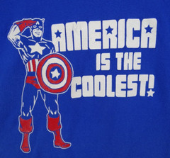 VTG Captain America “America Is The Coolest!” Blue T Shirt Men’s Size 2XL RARE
