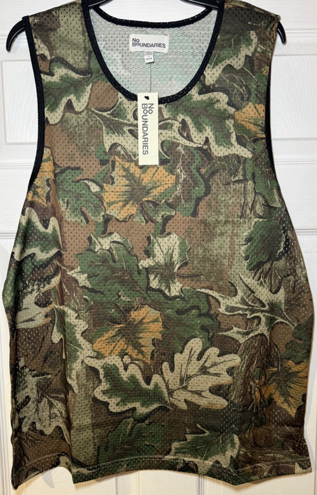 No Boundaries Men’s Mesh Tank Top-Camo Spiced Latte