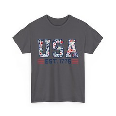 Floral Pattern Patriotic USA Shirt – 4th of July Graphic Tee Women Vintage