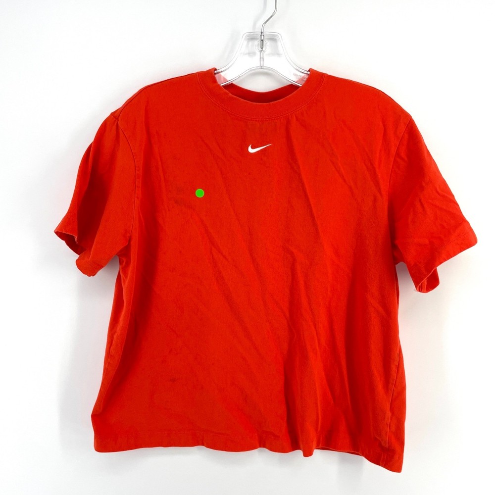 Nike Mens Small Center Swoosh Embroidered T-Shirt Bright Orange Sportswear Tee