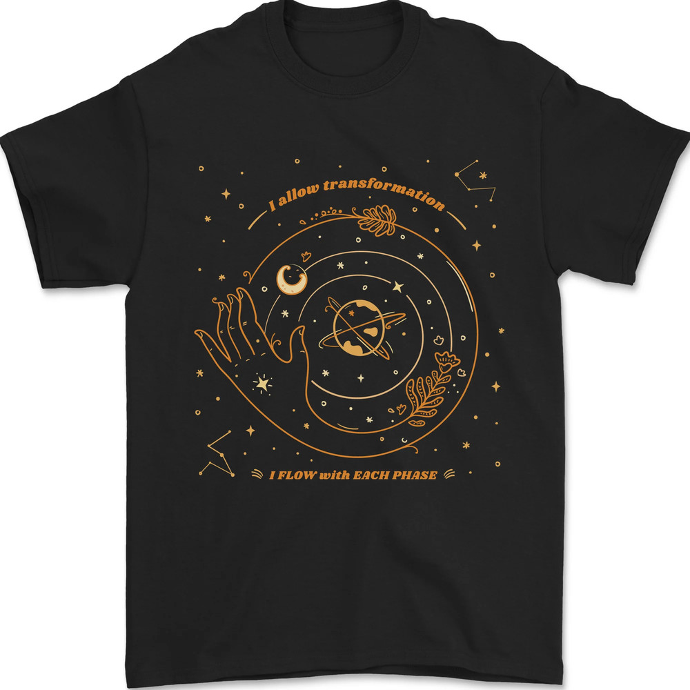 Moon Phases Celestial Pagan Mens T-Shirt 100% Cotton