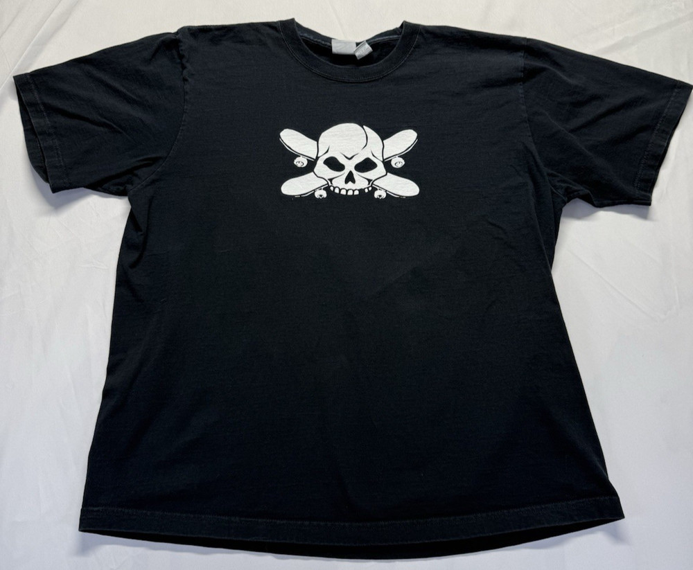 Utility Skull Crossbones graphic Black tee Men’s Large Tshirt Punk Biker