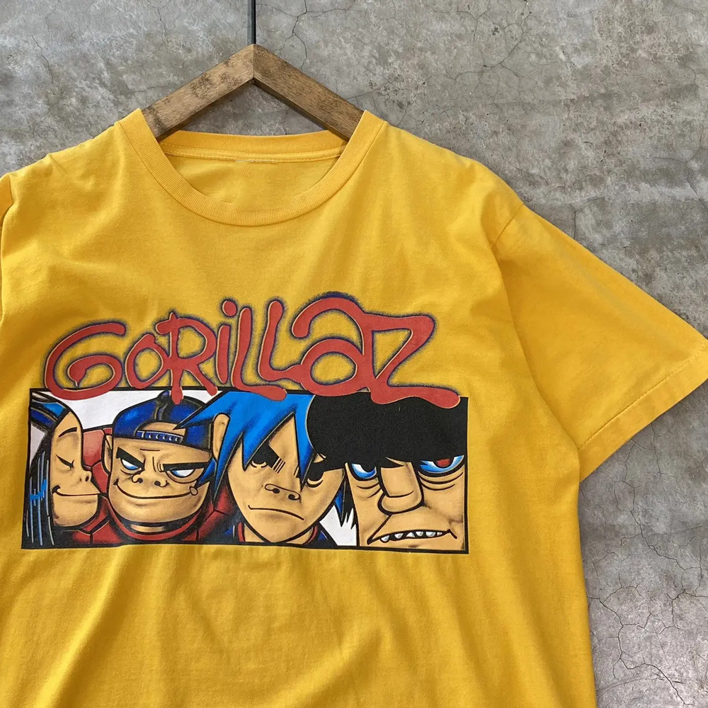 NEW GORILLAZ Band Tour Concert Heavy Cotton Yellow T Shirt S-5XL BT688