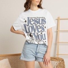 Jesus Loves You T-shirt, Christian Faith Tee, Shepherd Illustration
