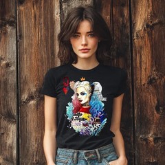 Harley Quinn Pop Art Portrait T-Shirt | Queen of Hearts Joker Vibes Tee