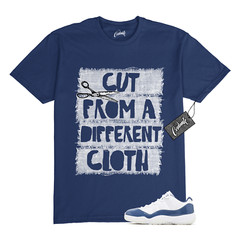 11 Diffused Blue Midnight Navy Football Grey White T Shirt Match CUT Jordan