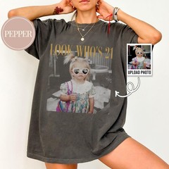 Custom 21st Birthday Photo Shirt, Vintage Year Personalized Gift