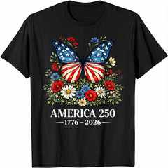 250th Anniversary Butterfly USA Flag Patriotic 4th of July Adult T-Shirt