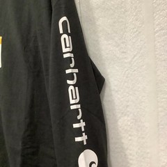 Carhartt Mens TK0231 Black Loose Fit Long Sleeves Logo Graphic T Shirt Size XL